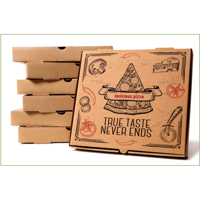 Κουτί Craft για Pizza με τύπωμα Delicious, οικολογικό Plastic Free | 28x28cm 