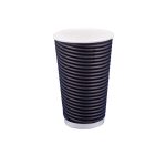 Χάρτινα Ποτήρια Double Wall Γκοφρέ Μαύρο 16oz (25τεμ)