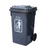 Κάδος απορριμμάτων πλαστικός με καπάκι και ρόδες, γκρι | 100lt