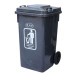 Κάδος απορριμμάτων πλαστικός με καπάκι και ρόδες, γκρι |  120lt