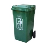 Κάδος απορριμμάτων πλαστικός με καπάκι και ρόδες, πράσινος| 120lt