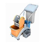 Καρότσι σφουγγαρίσματος επαγγελματικό διπλό, με κάδο αναλωσίμων και υποδοχή σακούλας απορριμμάτων | 2 x 20L