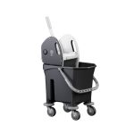 Καρότσι καθαρισμού επαγγελματικό μονό, με ρόδες και στίφτη σε μαύρο χρωμα | 25L