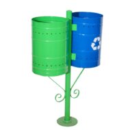 Σετ 2 Κάδων Μεταλλικών Κυλινδρικών με Βάση 30x45x100cm