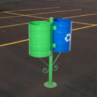 Σετ 2 Κάδων Μεταλλικών Κυλινδρικών με Βάση 30x45x100cm - Image 2