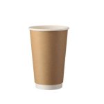 Xάρτινα Kraft Ποτήρια Διπλού Τοιχώματος 16oz με Λευκό Εσωτερικό / 20 πακ x 25 τμχ