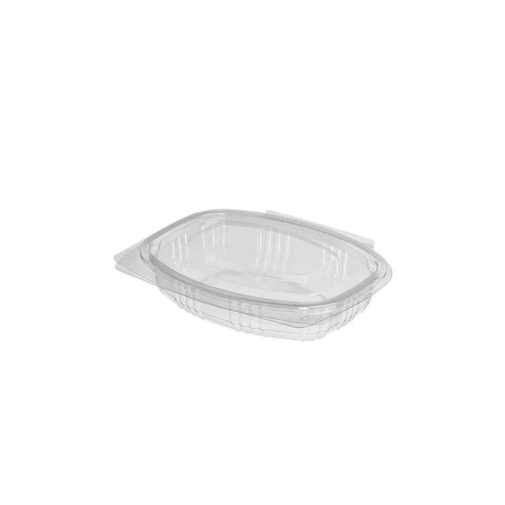 PET Οβάλ Σκεύος 250 ml. με Ενσωματωμένο Πλακέ Καπάκι