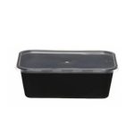 Μαύρο PP Σκεύος Φαγητού με Διάφανο Καπάκι – 1000ml