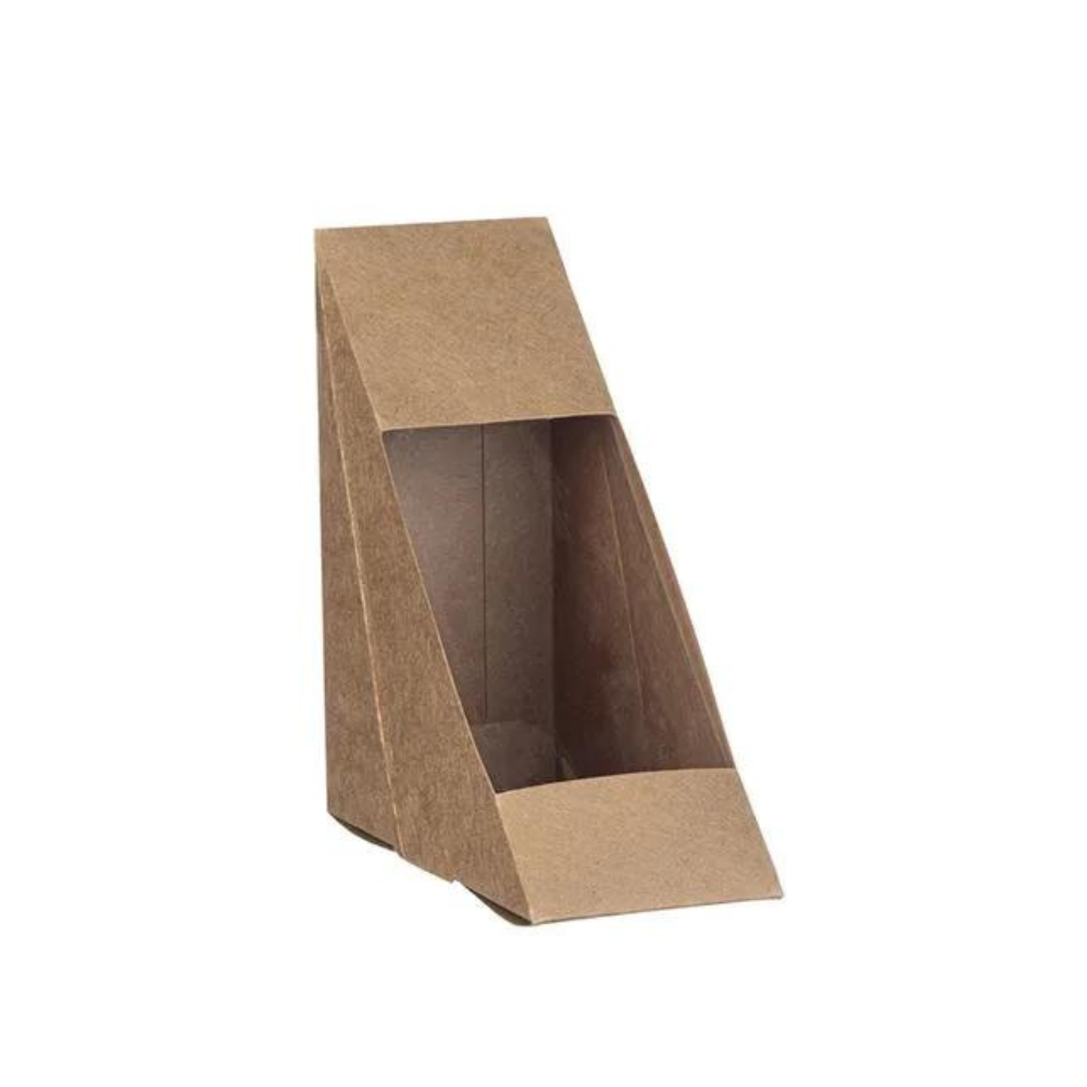 Σκεύος Φαγητού Kraft Τρίγωνο με Ενσωμνο Παράθυρο R-PET για τοστ (Small) Σκεύος Φαγητού Kraft Τρίγωνο με Ενσωμ/νο Παράθυρο R-PET - Image 1