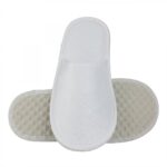 Ζεύγος Παντόφλες Λευκές Βελούδινες από Πολυεστέρα με Σόλα EVA 5mm – Κλειστού Τύπου (100 Ζεύγη/Κιβώτιο)