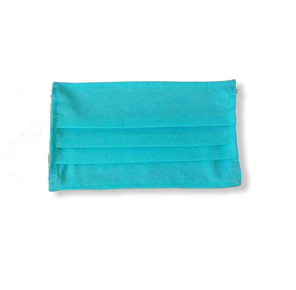 Μάσκα παιδική, βαμβακερή πολλαπλών χρήσεων με πιέτες, aqua