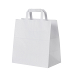 Τσάντα χάρτινη λευκή με πλακέ χέρι 22x11x29 cm / 400 τεμάχια