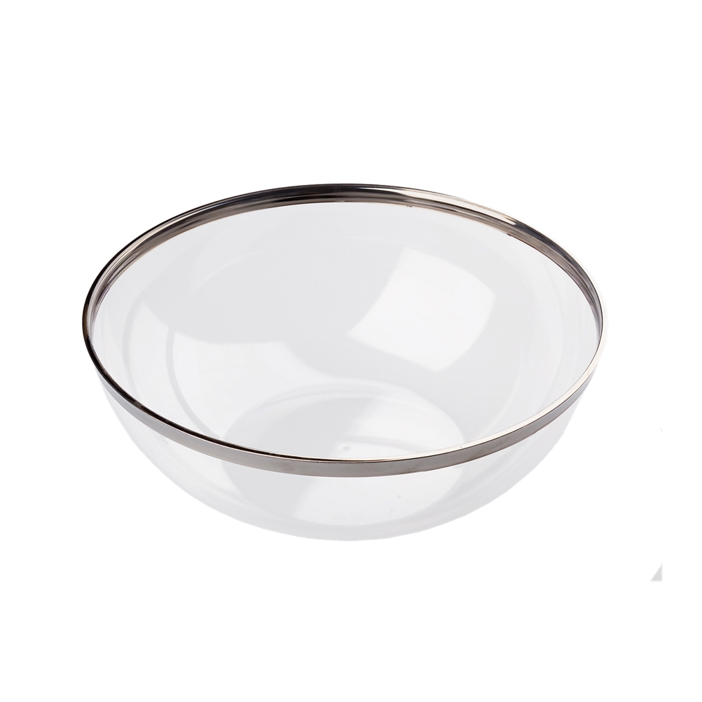 Μπολ - σαλατιέρα διάφανη με ασημί χείλος, 3.500ml | 27x9cm / 10 πακ. x 4 τμχ.