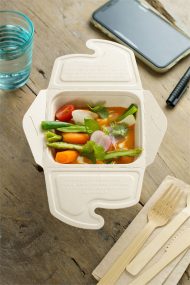 Μπολ βιοδιασπώμενο τετράγωνο από ζαχαροκάλαμο με ενσωματωμένο κλείσιμο, 500ml