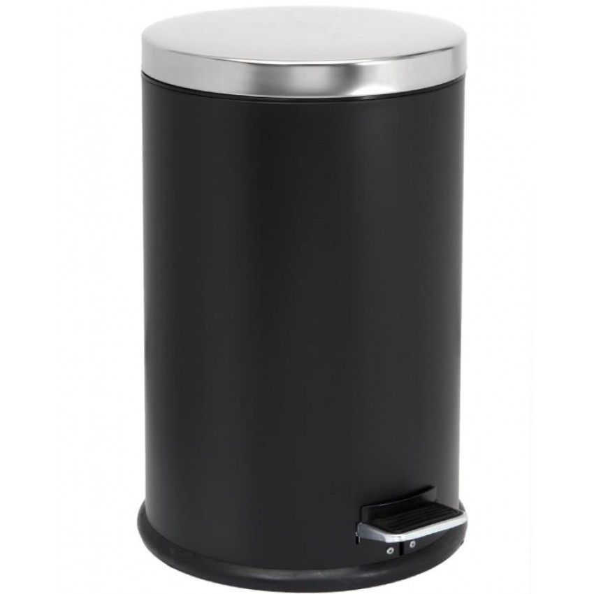 Κάδος απορριμμάτων μαύρος ματ, με καπάκι και πεντάλ | 40lt