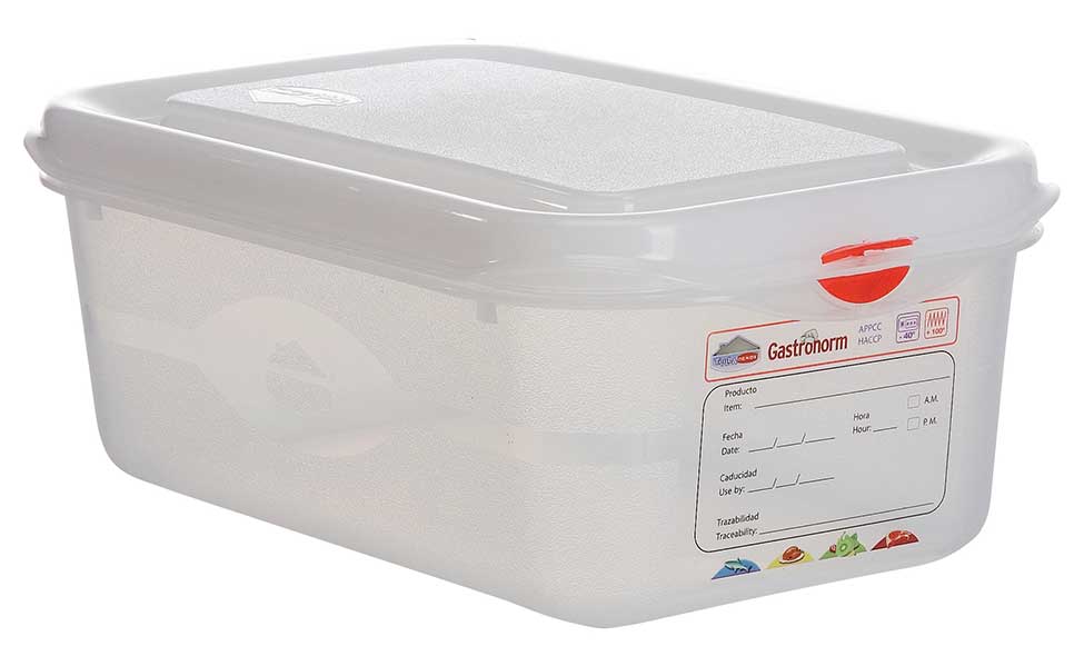 Δοχείο PP GN 1/4 με καπάκι (26,2x16,2 cm) 4,3 lt - 15 cm βάθος