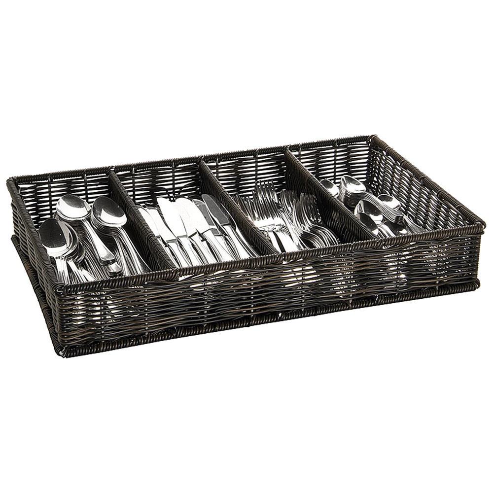 Καλάθι polyrattan για μαχαιροπίρουνα μαύρο 32,5x53 cm | 9 cm