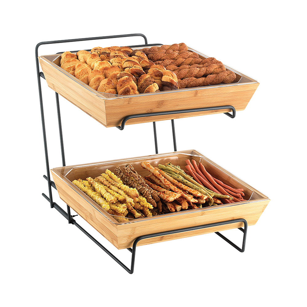 Μεταλλικό μαύρο stand μπουφέ με καλάθια bamboo 40x35 cm | 40 cm