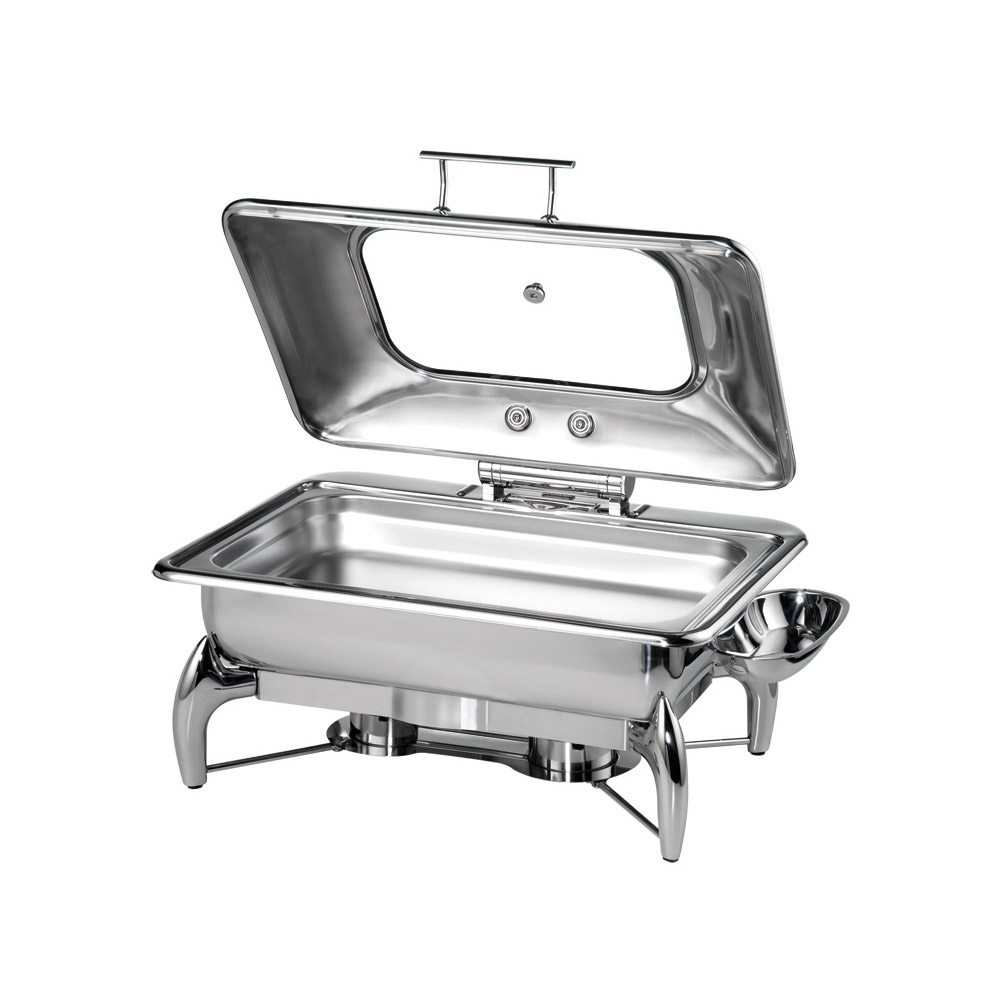 Μπεν μαρί / Chafing dish "Globe", inox. GN 1/1 με γυάλινο παράθυρο στο καπάκι, 9 lt 66,5x44 cm | 34 cm