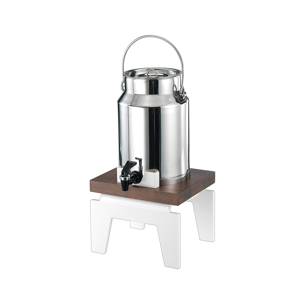 Διανεμητής γάλακτος inox με βάση gloss λευκή & σκουρόχρωμη οξιά, "Vario" 5 lt 25x25 cm | 48 cm