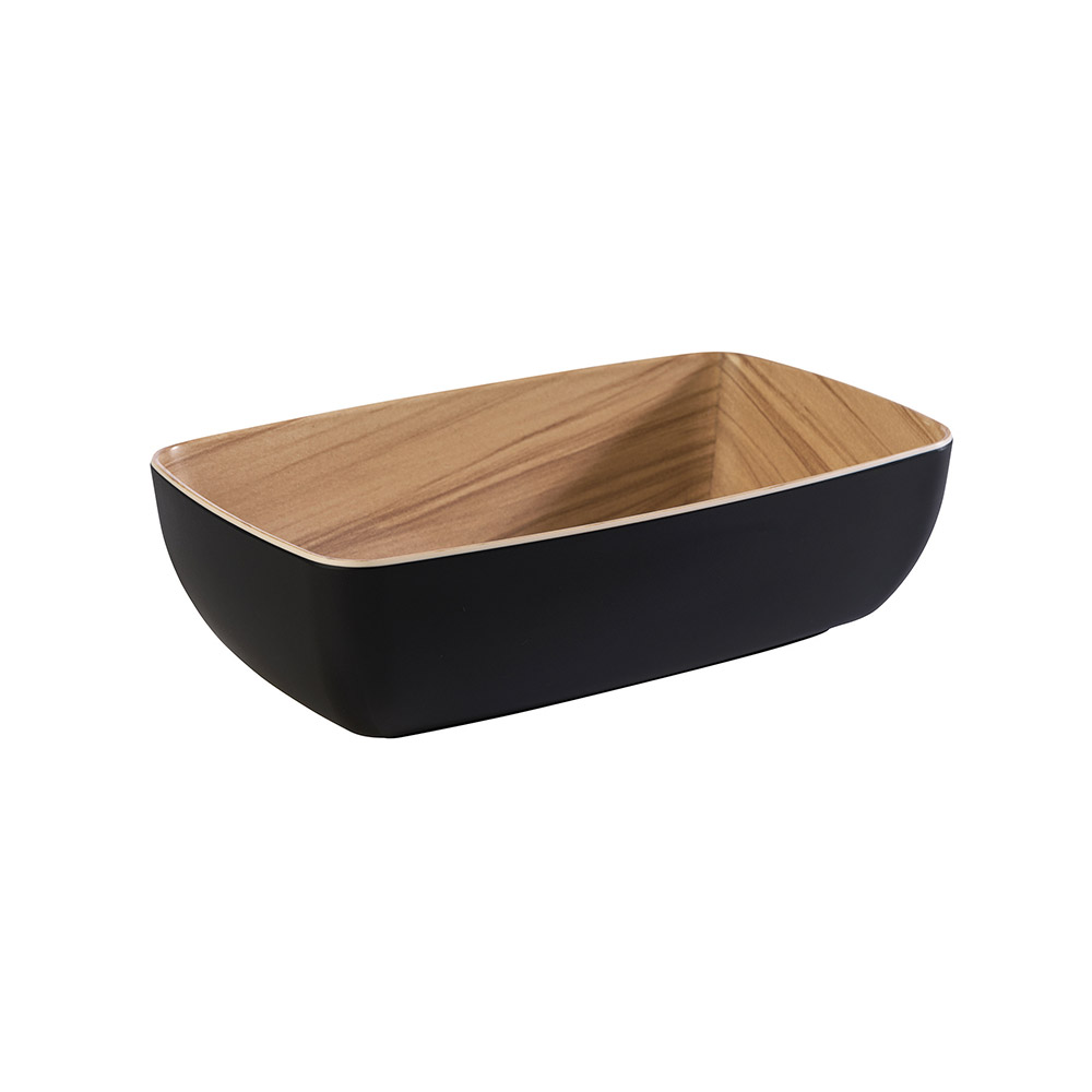 Μπολ μελαμίνης, GN 1/2 32,5x26,5 cm | 7,5 cm (4 lt ) μαύρο/ξύλο