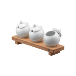 Μπολ πορσελάνης τριών τεμαχίων με ξύλινη βάση, 1,5 lt 60x19 cm | 28,5 cm ξύλο βελανιδιάς