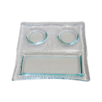 Πιάτο διάφανο 3 θέσεων (2 στρογ.-1 τετραγ.) 18.5x18.5 cm